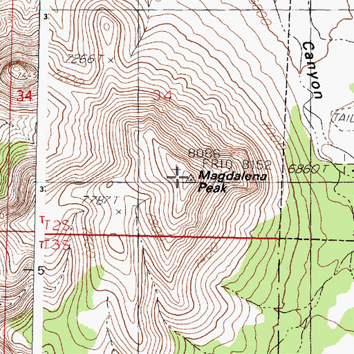 Topographic Map of Magdalena Peak, NM