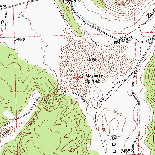 Topographic Map of Malpais Spring, NM