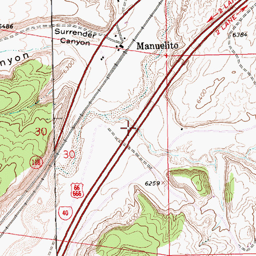 Topographic Map of Manuelito Canyon, NM