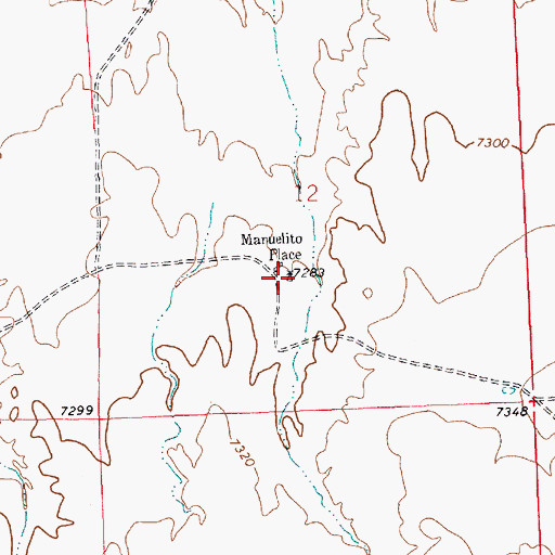 Topographic Map of Manuelito Place, NM