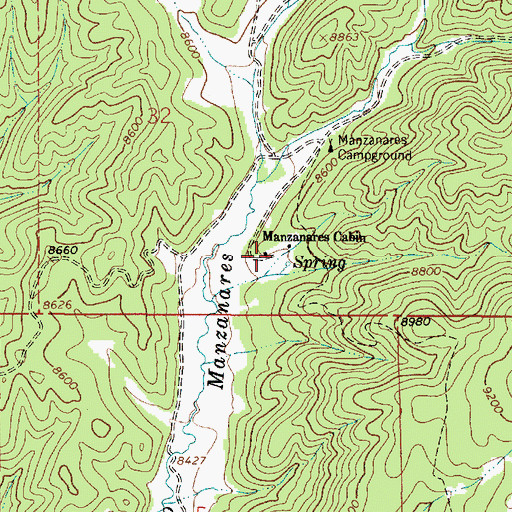 Topographic Map of Manzanares Cabin, NM
