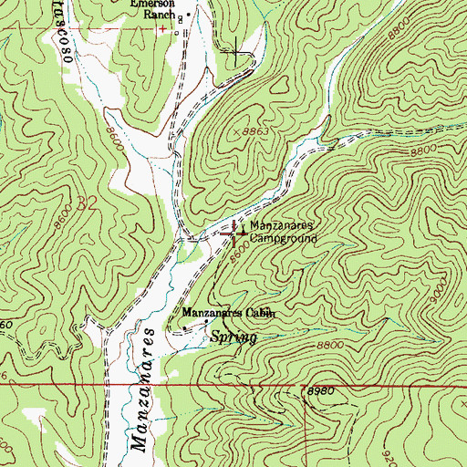 Topographic Map of Manzanares Campground, NM