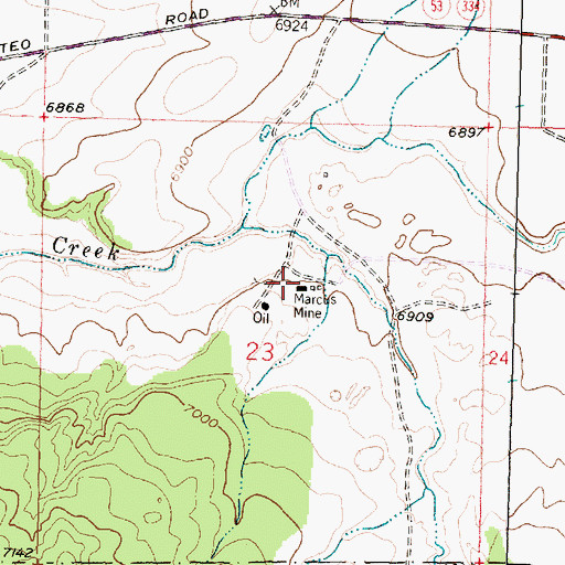 Topographic Map of Marcus Mine, NM