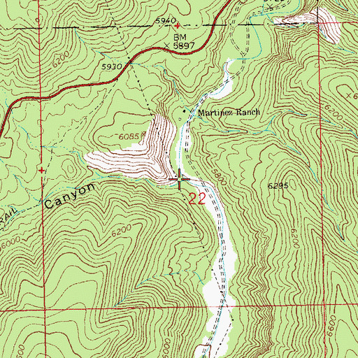 Topographic Map of Martinez Canyon, NM