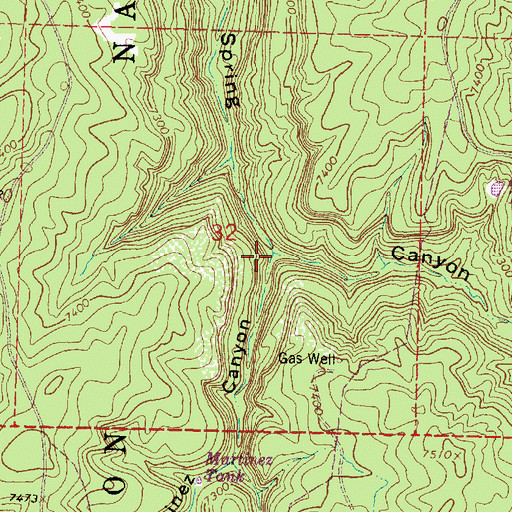 Topographic Map of Martinez Canyon, NM
