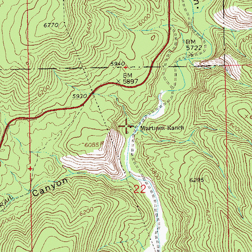 Topographic Map of Martinez Ranch, NM