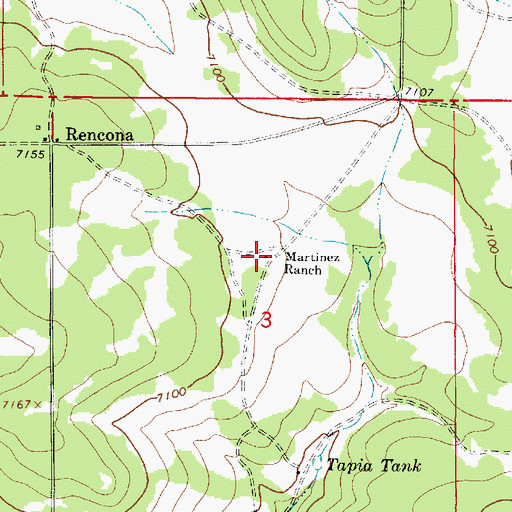 Topographic Map of Martinez Ranch, NM