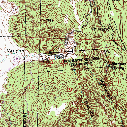 Topographic Map of Maruca Canyon, NM