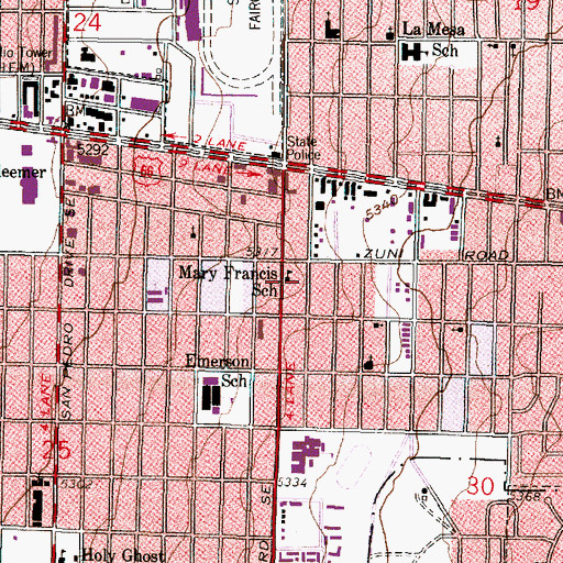 Topographic Map of Mary Francis School, NM