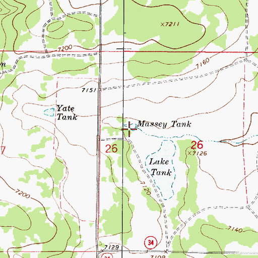 Topographic Map of Massey Tank, NM