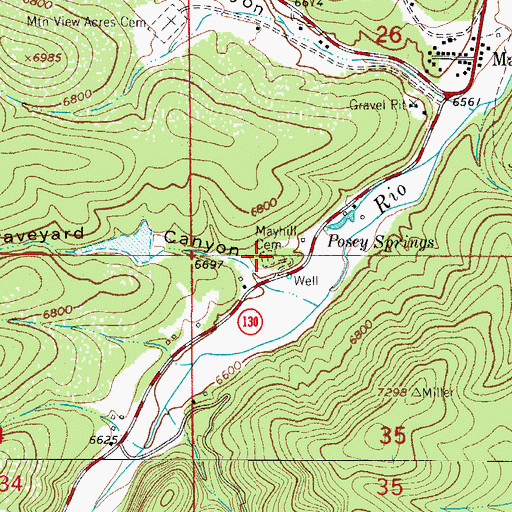 Topographic Map of Mayhill Cemetery, NM
