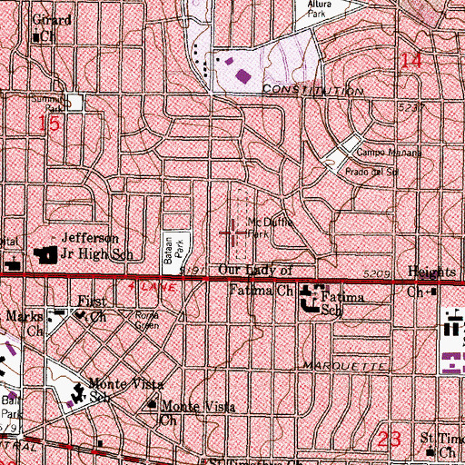 Topographic Map of McDuffie Park, NM