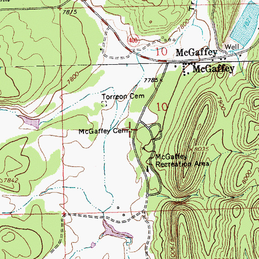 Topographic Map of McGaffey Cemetery, NM