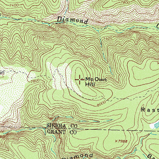 Topographic Map of Me Own Hill, NM