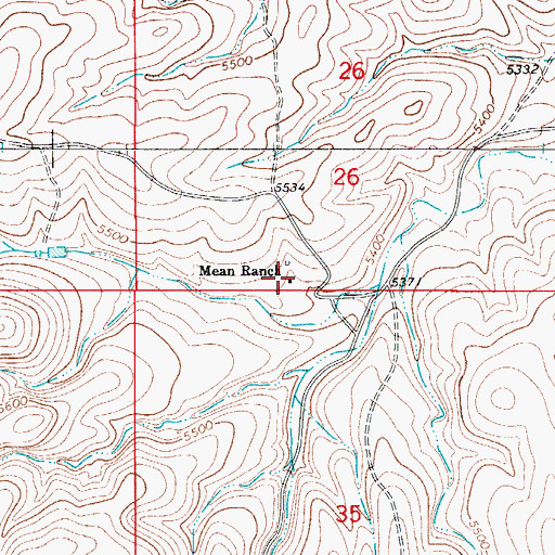 Topographic Map of Mean Ranch, NM