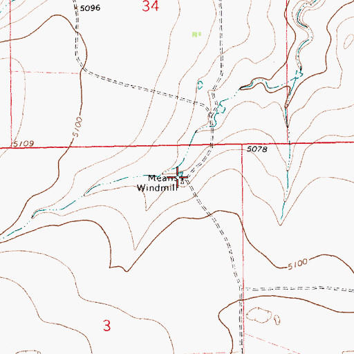 Topographic Map of Means Windmill, NM