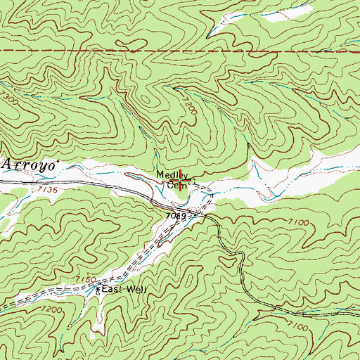 Topographic Map of Medley Cemetery, NM