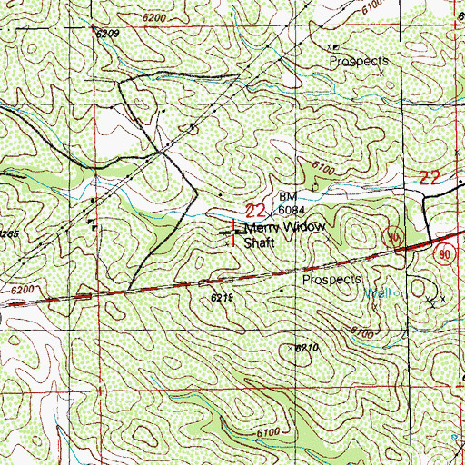 Topographic Map of Merry Widow Shaft, NM