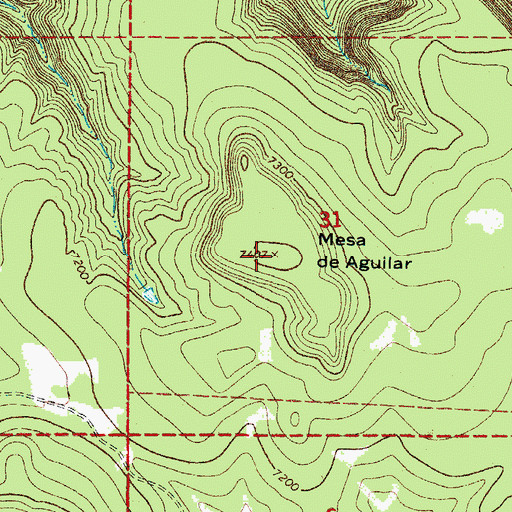Topographic Map of Mesa de Aguilar, NM