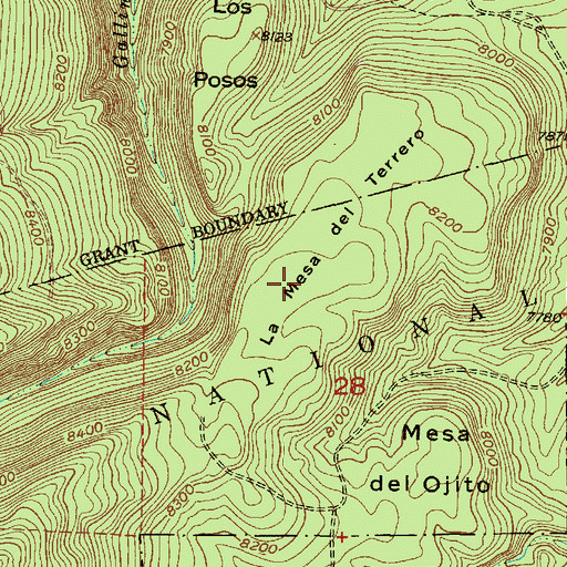 Topographic Map of Mesa del Terrero, NM