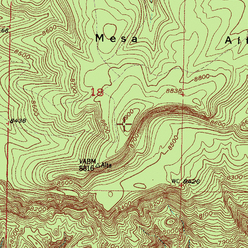 Topographic Map of Mesa Alta, NM