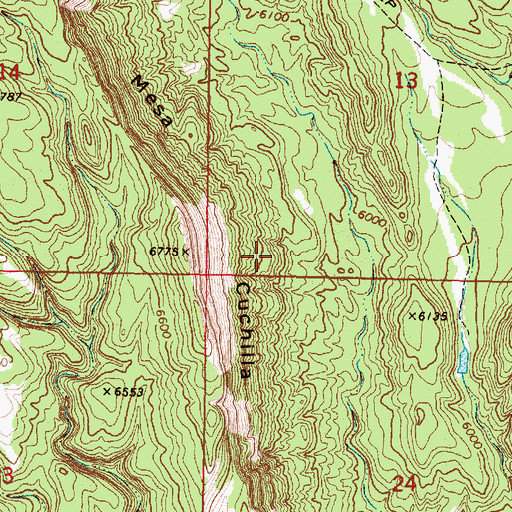 Topographic Map of Mesa Cuchilla, NM