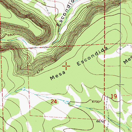 Topographic Map of Mesa Escondida, NM