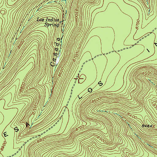 Topographic Map of Mesa los Indios, NM