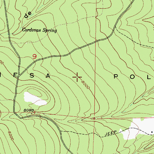 Topographic Map of Mesa Poleo, NM