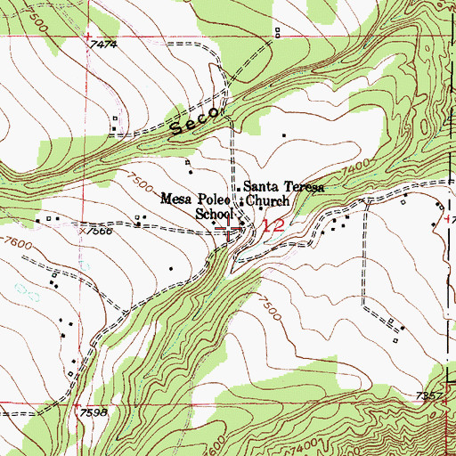 Topographic Map of Mesa Poleo School, NM