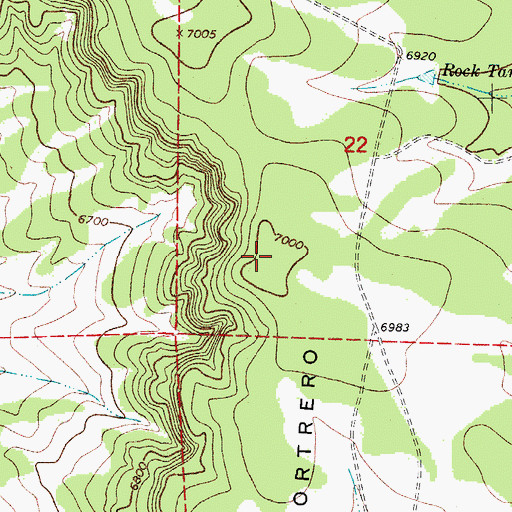 Topographic Map of Mesa Portrero, NM