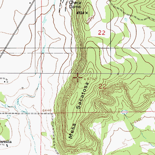 Topographic Map of Mesa Sacatosa, NM