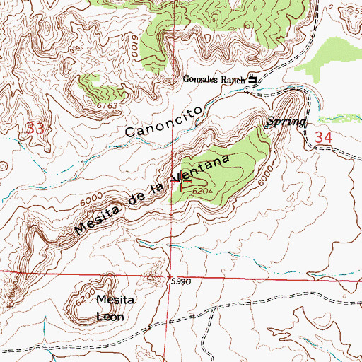 Topographic Map of Mesita de la Ventana, NM