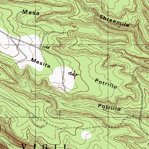Topographic Map of Mesita del Potrillo, NM