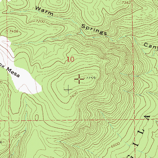 Topographic Map of Mess Box Mesa, NM