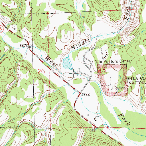 Topographic Map of Middle Fork Gila River, NM