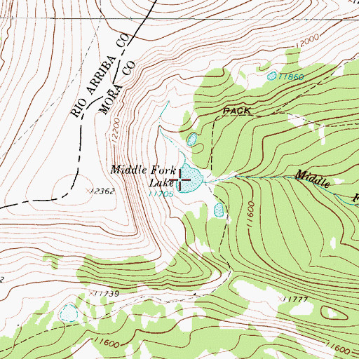Topographic Map of Middle Fork Lake, NM