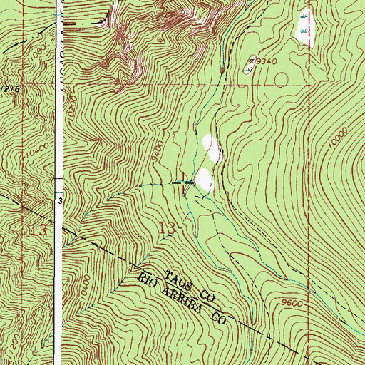 Topographic Map of Middle Fork Rio Santa Barbara, NM