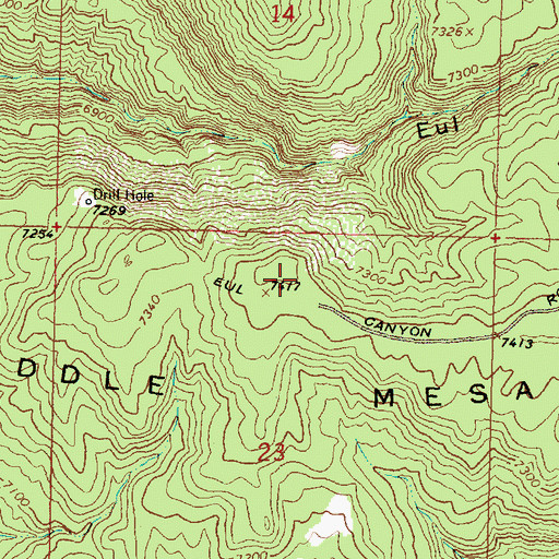 Topographic Map of Middle Mesa, NM