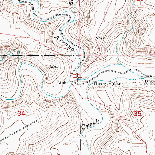Topographic Map of Middle Rocky Arroyo, NM