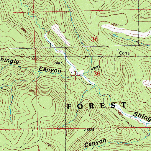 Topographic Map of Middle Shingle Canyon, NM