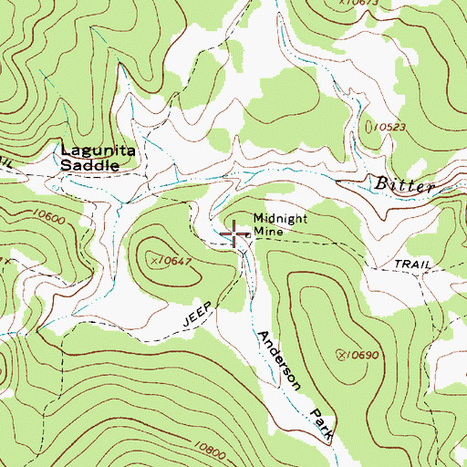 Topographic Map of Midnight Mine, NM