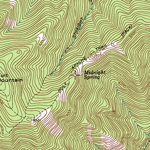 Topographic Map of Midnight Spring, NM