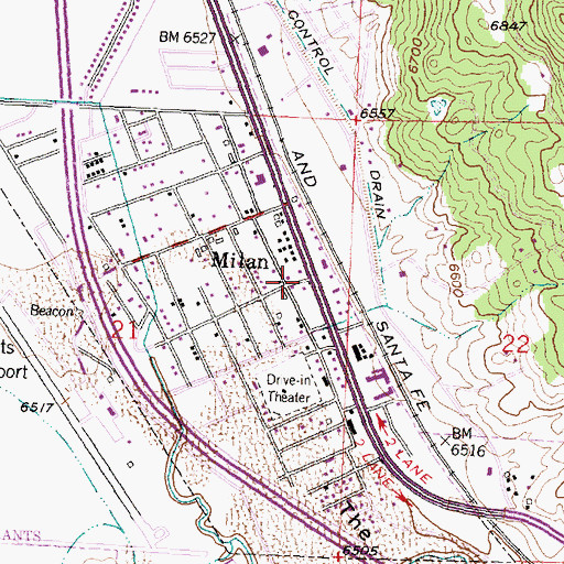 Topographic Map of Milan, NM