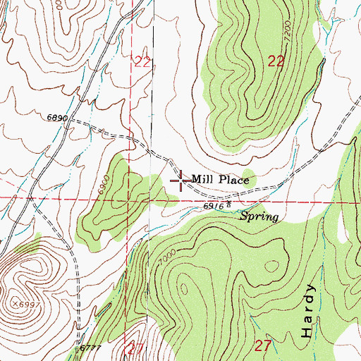 Topographic Map of Mill Place, NM