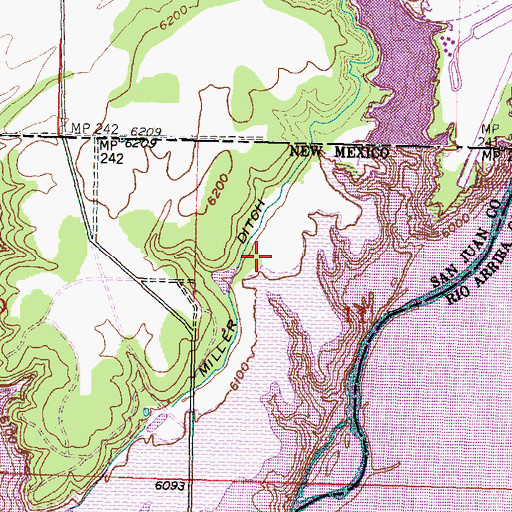Topographic Map of Miller Ditch, NM