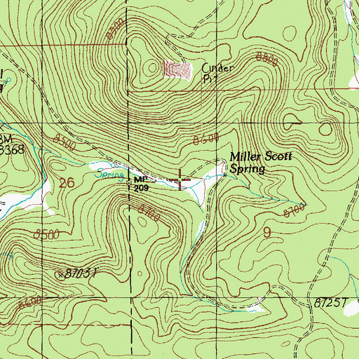 Topographic Map of Miller Scott Spring, NM