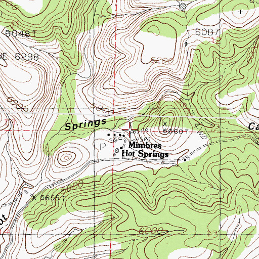 Topographic Map of Mimbres Hot Springs, NM