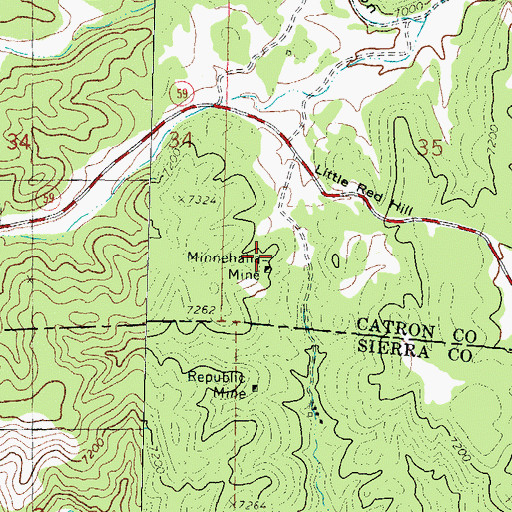 Topographic Map of Minnehaha Mine, NM