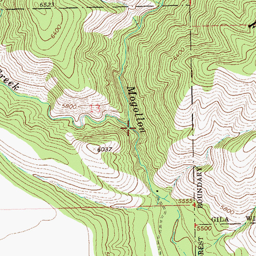 Topographic Map of Mogollon Canyon, NM